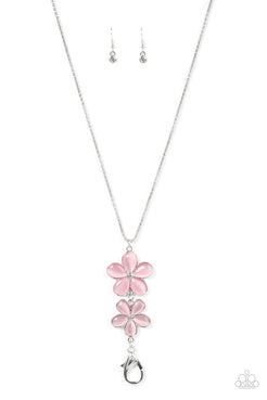 Perennial Powerhouse - Pink Cat's Eye Flowers Long Lanyard Necklace