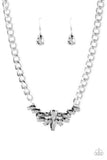 Come At Me - Silver Chunky Chain Hematite Rhinestones Short Necklace