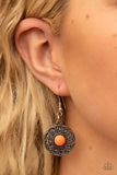 Detail Orientated - Orange Beads Silver Swirly Petal Motifs Short Necklace