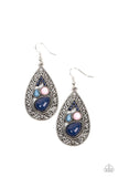 Nautical Daydream - Multi Beads Silver Filigree Teardrop Fishhook Earrings