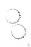 Show Off Your Curves - Silver Shiny Beads Oversized Hoop Earrings