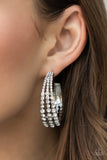 Cosmopolitan Cool - White Rhinestones Silver Hoop Earrings