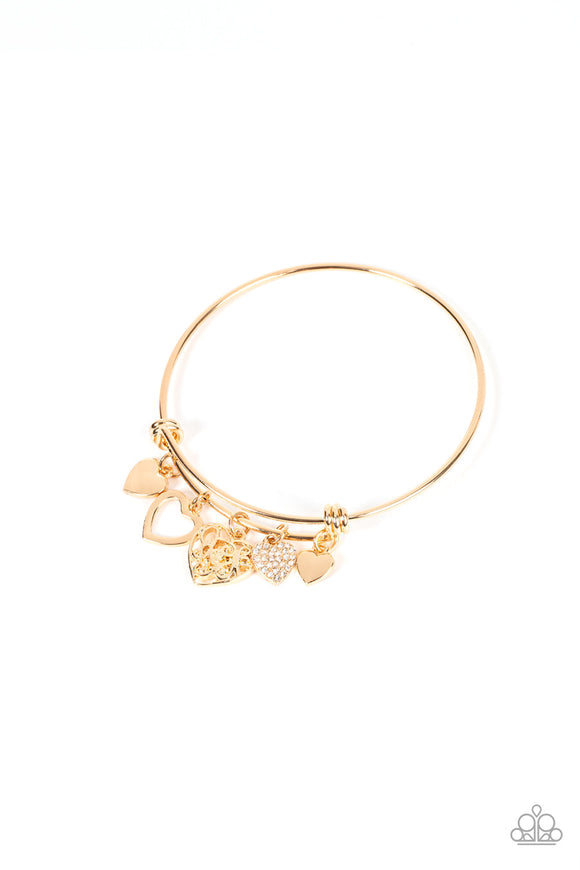 I'm Yours - Gold Dainty Hart Charms Toggle Bangle Bracelet