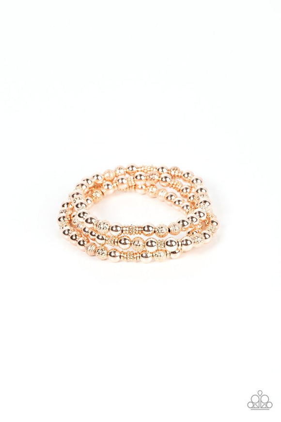 boundless Boundaries - Rose Gold Beads Stretchy Bracelet