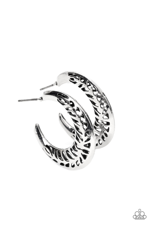 Wanderlust Wilderness - Silver Airy Leafy Cutout Hoop Earrings