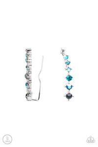 Starlight Show - Blue - Pink Iridescent Dainty Rhinestones Post Ear Crawlers