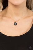 Moon Magic - Black Painted Lacquer Gold Moon Accent Short Necklace