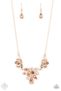 Completely Captivated - Rose Gold Fittings Multi Gems Short Necklace - Fashion Fix Necklace April 2022