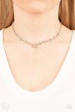 Regel Rebel - White Rhinestones Silver Fittings Choker Necklace