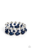 Beachside Brunch - Blue Navy Beads Stretchy Bracelet