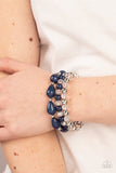 Beachside Brunch - Blue Navy Beads Stretchy Bracelet