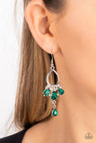 Coming in Clutch - Green - Red Teardrop Rhinestones Fishhook Earrings