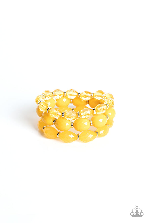 High Tide Hammock-Yellow Acrylic Crystal-Like Beads Stretchy Bracelet