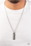 Tag Along - Silver/Black Dog Tag Urban Short Necklace