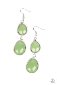 Mediterranean Myth - Green Asymmetrical Beads Fishhook Earrings