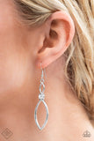 Plucked Petals - White Rhinestone Silver Frame Fishhook Earings Fashion Fix Earrings