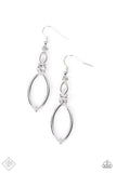 Plucked Petals - White Rhinestone Silver Frame Fishhook Earings Fashion Fix Earrings