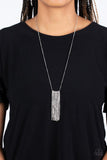 Stellar Crescendo - White Rhinestones Silver Tassels Long Necklace