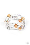 Optical Auras - Multi/Orange Iridescent Beads Coil Bracelet