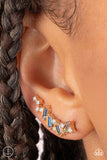 Stay Magical - Gold Iridescent Rhinestones Post Ear Crawler Earrings