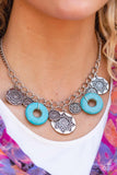 Western Zen - Blue/Turquoise Stone Rings Short Necklace