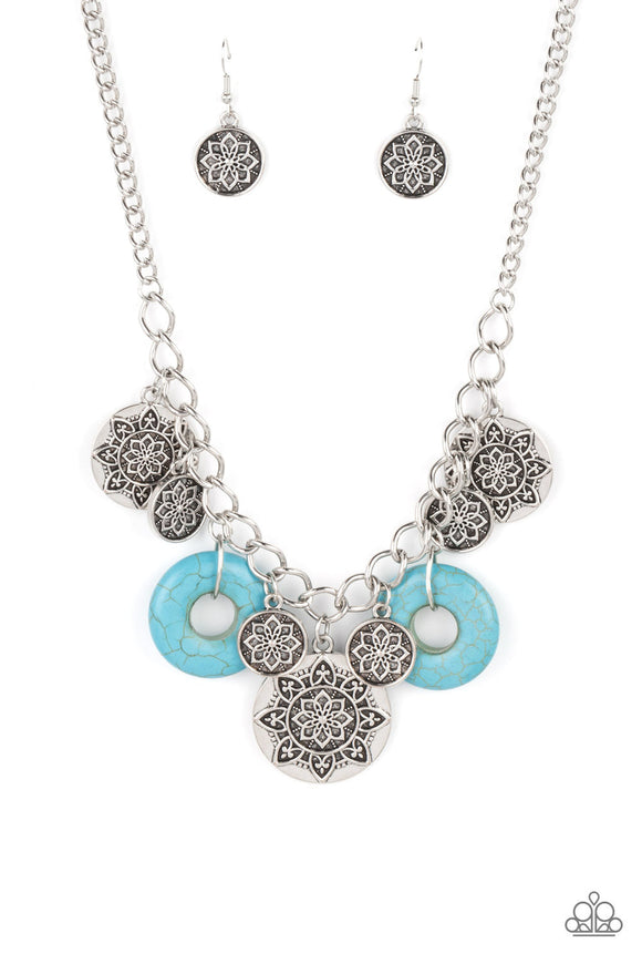 Western Zen - Blue/Turquoise Stone Rings Short Necklace