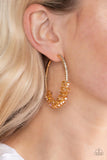 Bubble Bursting Bling - Gold Crystal-Like Beads Gold Hoop Earrings