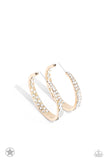 GLITZY By Association - White/Silver - Gold Hoop and White Rhinestones Inside and Outside of Hoop Earrings