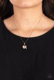 You Hold My Heart - Gold Heart and Key White Rhinestones Short Necklace