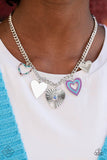 Retro Rhapsody - Multicolored Heart Charms Iridescent Rhinestones Short Necklace - Fashion Fix Necklace