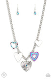 Retro Rhapsody - Multicolored Heart Charms Iridescent Rhinestones Short Necklace - Fashion Fix Necklace