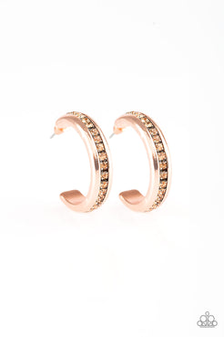 5th Avenue Fashionista - Copper/Topaz - Pink - Black/Gunmetal Rhinestones Hoop Earrings