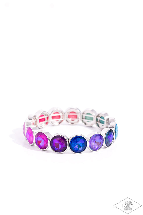 Radiant on Repeat - Multi Opalescent Rhinestones Stretchy Bracelet