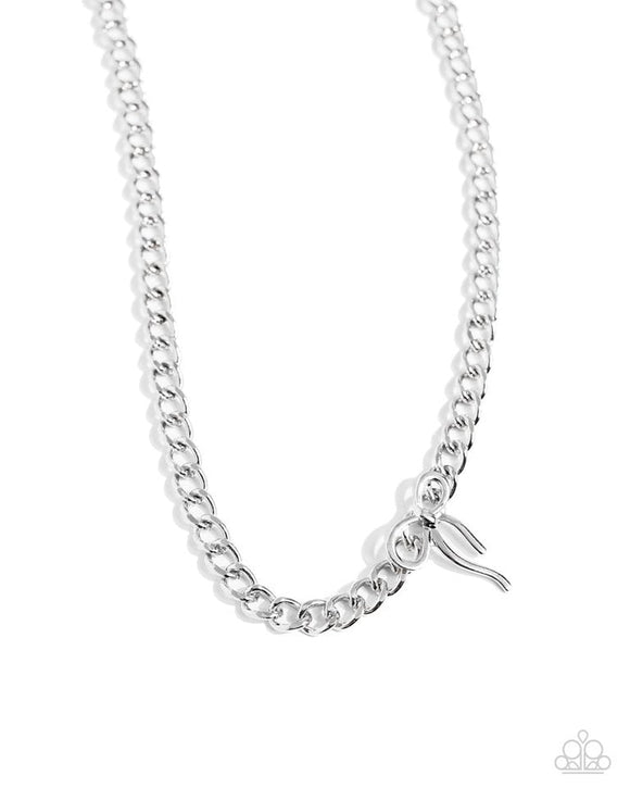 Leading Loops - Silver Chain and Bow Short Necklace