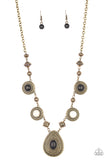 Mayan Magic - Multi Stones Brass Frames Short Necklace