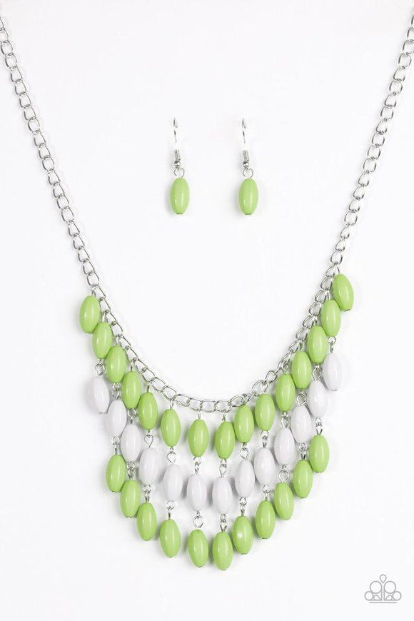 Delhi Diva - Green Beads Cascade Short Necklace