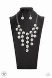 Spotlight Stunner - White Dramatically Oversized Rhinestones Short Necklace