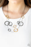 Ageless Aesthetics - Multi - Black - Silver Asymmetrical Rings Wire-Like Chain Short Necklace