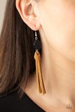 All-Natural Allure - White - Black Bead Brown Suede Fishhook Earrings. Fashion Fix Exclusive