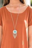 Bon Voyager - Blue/Turquoise Stone Center silver Rods Long Necklace Fashion Fix Necklace