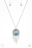 Bon Voyager - Blue/Turquoise Stone Center silver Rods Long Necklace Fashion Fix Necklace