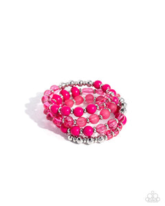 Colorful Charade - Pink Acrylic Beads Coil Bracelet