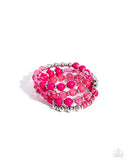 Colorful Charade - Pink Acrylic Beads Coil Bracelet