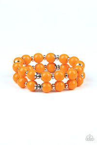 Bubble Blast Off - Orange Bubbly Beads Stretchy Bracelet