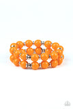 Bubble Blast Off - Orange Bubbly Beads Stretchy Bracelet