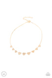 Dainty Desire - Gold Flat Scratched Dainty Hearts Choker Necklace