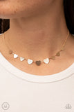 Dainty Desire - Gold Flat Scratched Dainty Hearts Choker Necklace