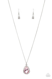 Duchess Decorum - Pink Teardrop Rhinestone Short Necklace