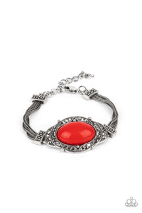 Top-Notch Drama - Red Oval Bead Clasp Bracelet