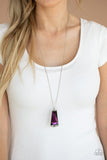 Empire State Elegance - Purple Gem Hematite Rhinestones Long Necklace